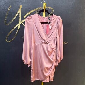 Elegant Pink Wrap Dress